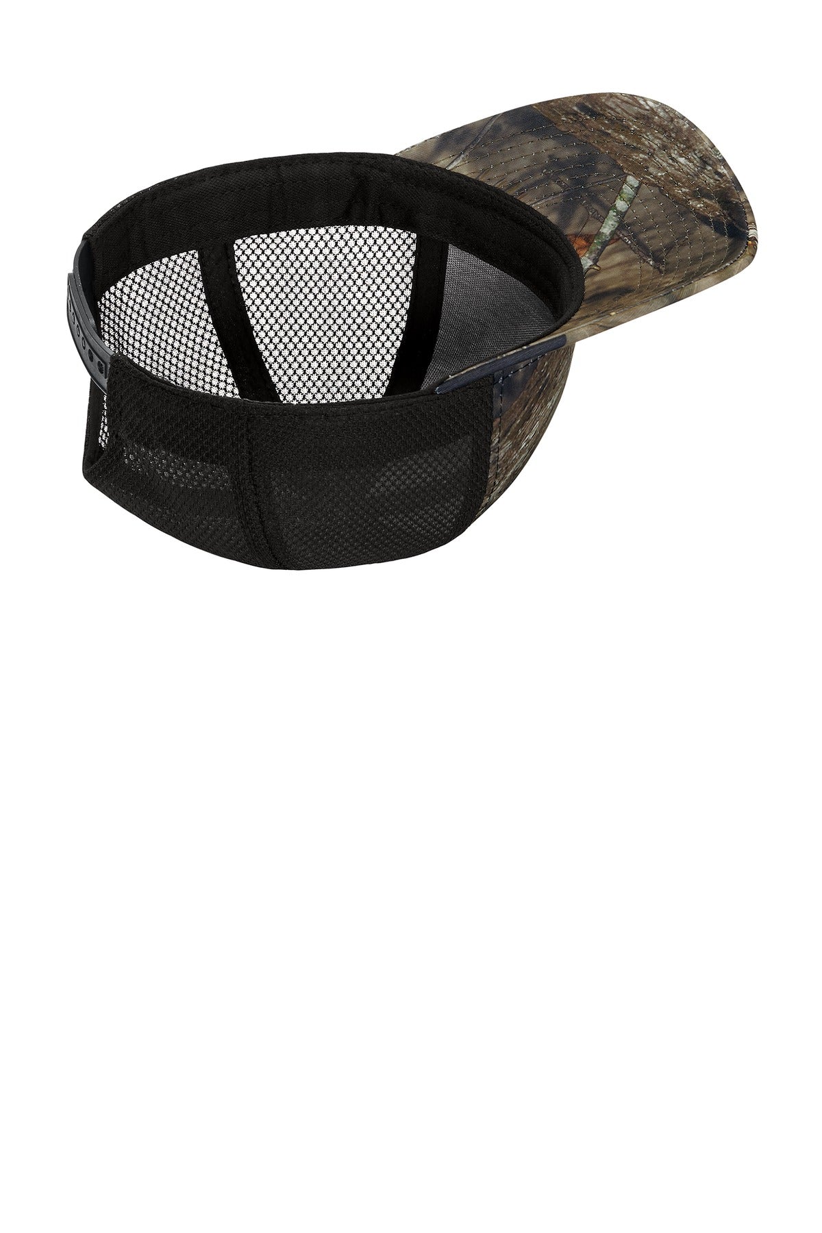 Inside View of MOBU Cntry/Blk Port Authority Performance Camouflage Mesh Back Snapback Cap C892
