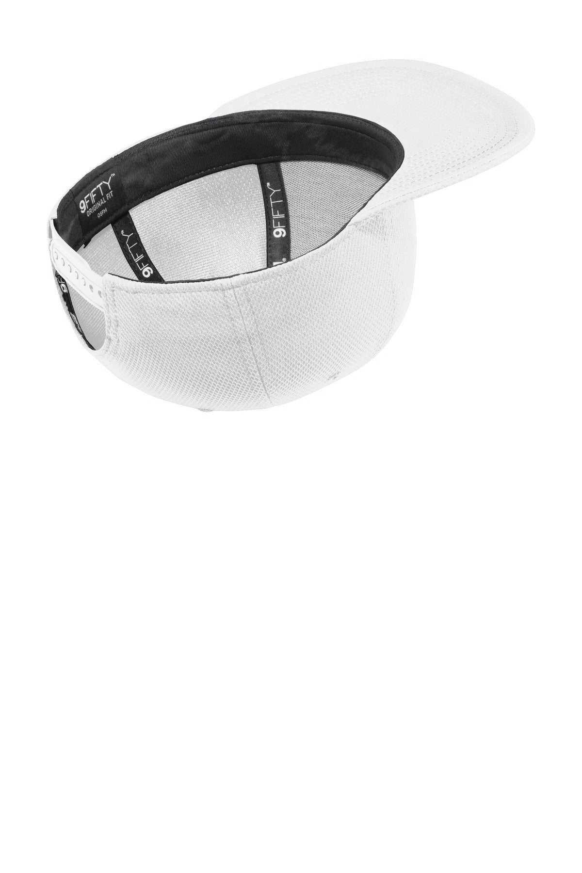 Inside View of White New Era Original Fit Diamond Era Flat Bill Snapback Cap. NE404