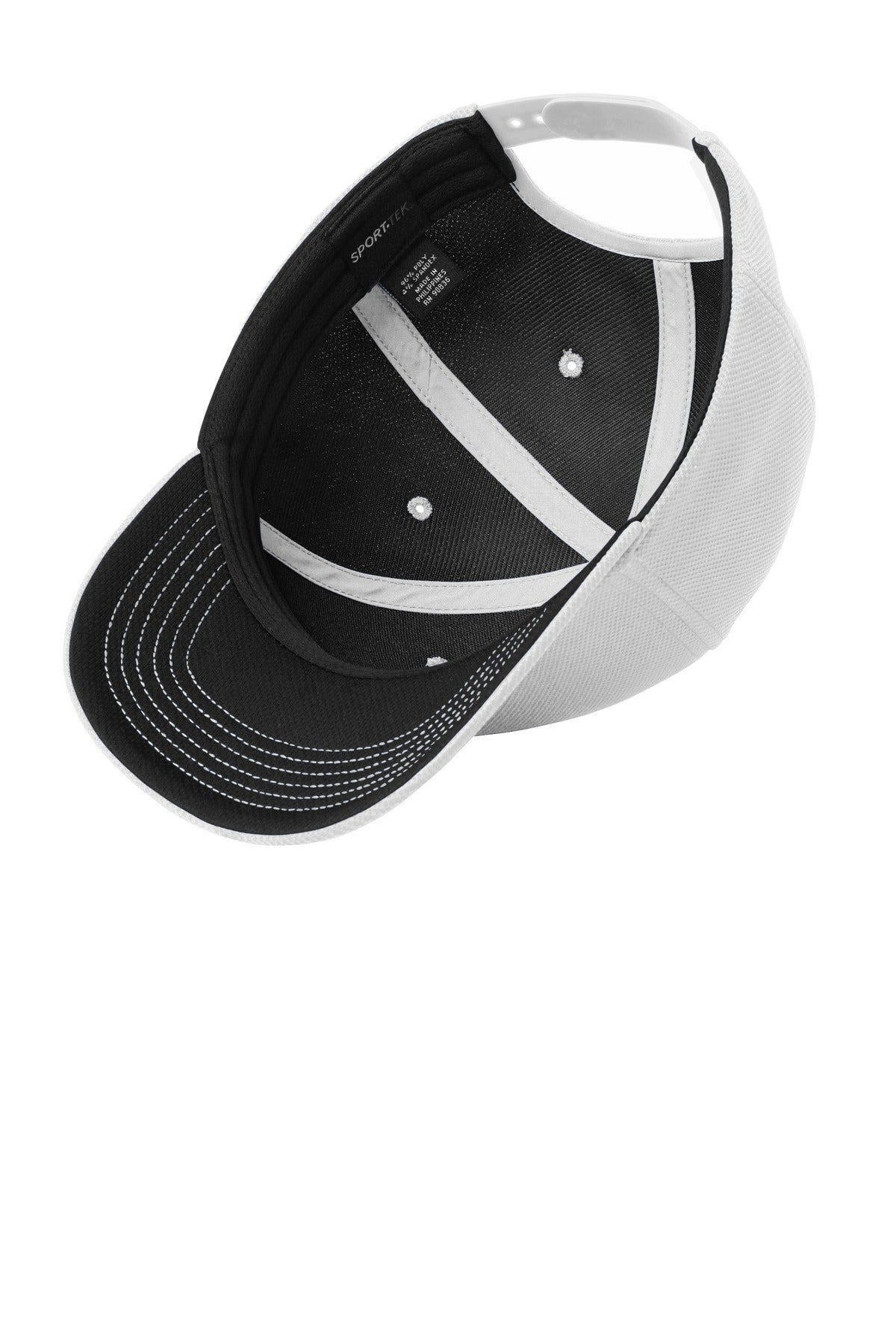 Inside View of White Sport-Tek Action Snapback Cap. STC50