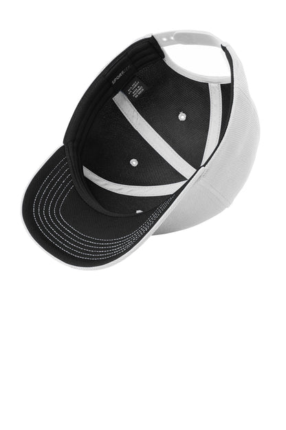 Inside View of White Sport-Tek Action Snapback Cap. STC50