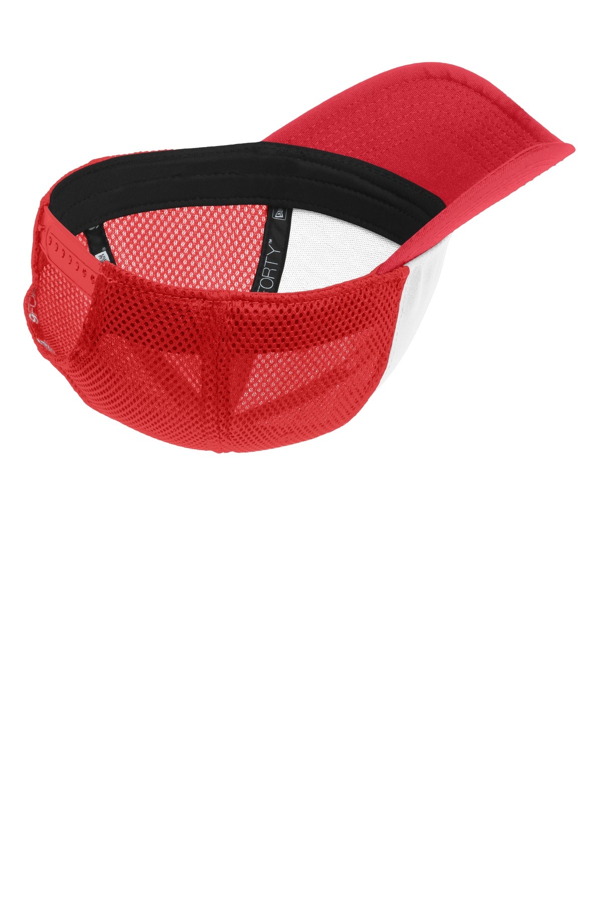 Inside View of White/Scar Red New Era Snapback Contrast Front Mesh Cap. NE204