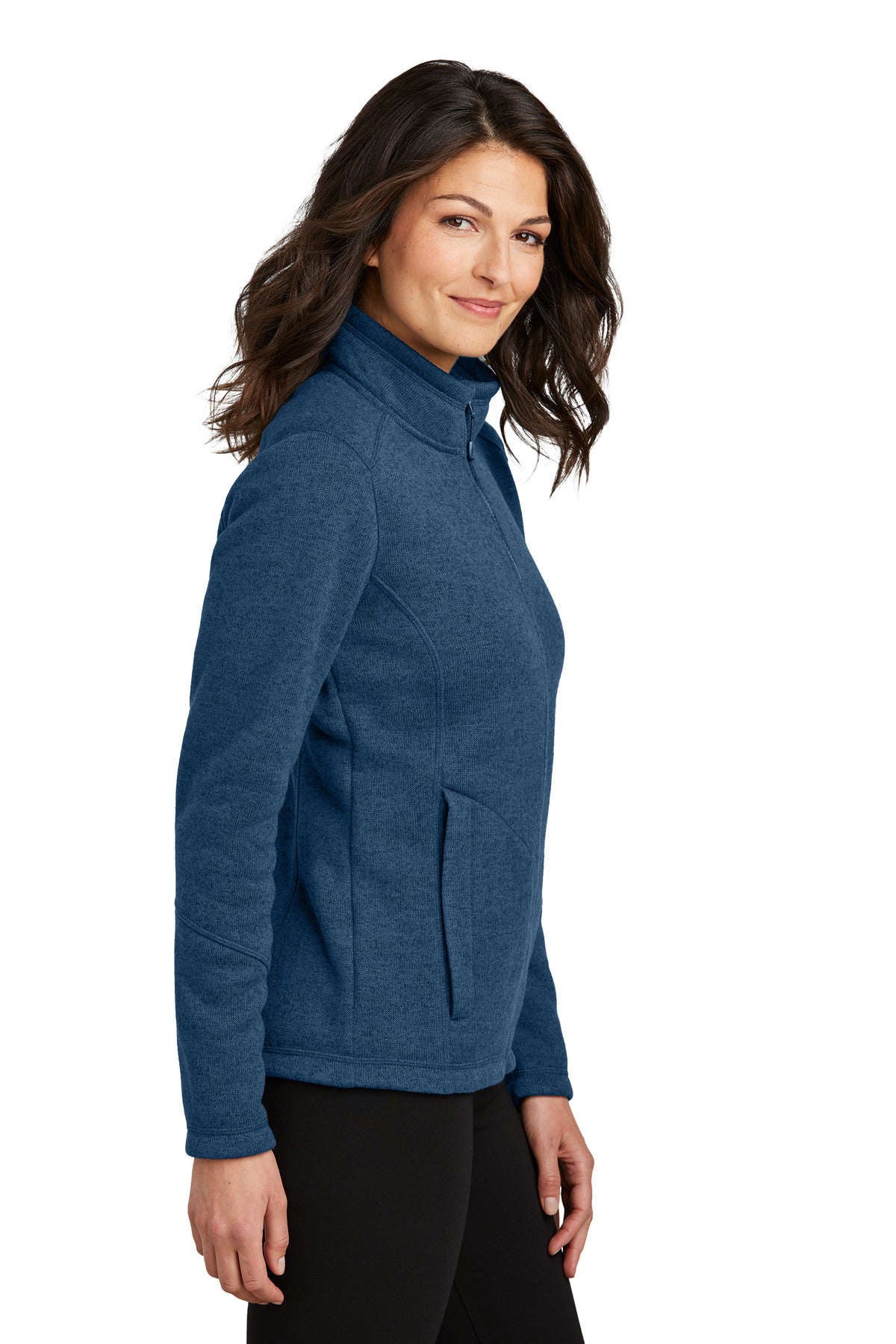 InsigBlHtr Port Authority Women's Arc Sweater Fleece Jacket L428