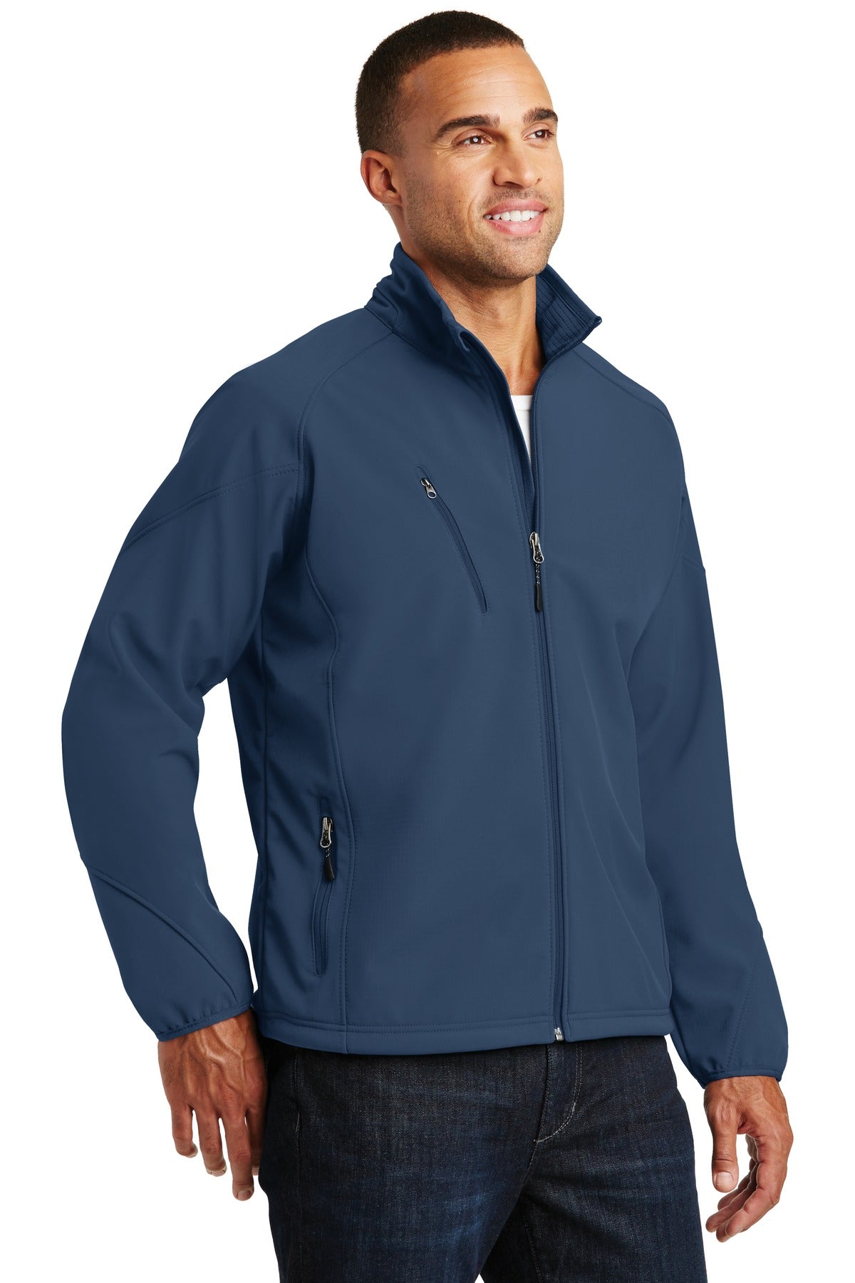 Insignia Blue Port Authority Textured Soft Shell Jacket. J705