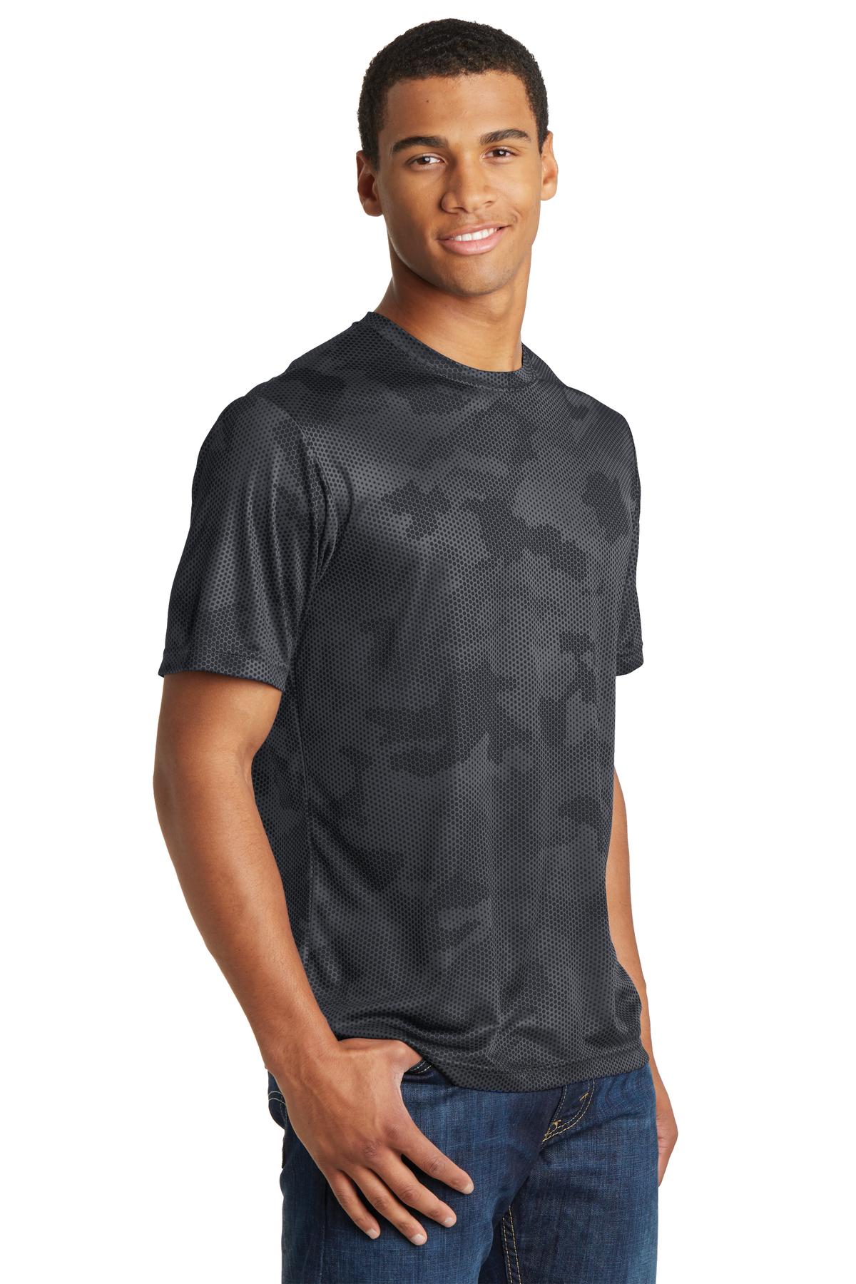 Iron Grey Sport-Tek CamoHex Tee. ST370