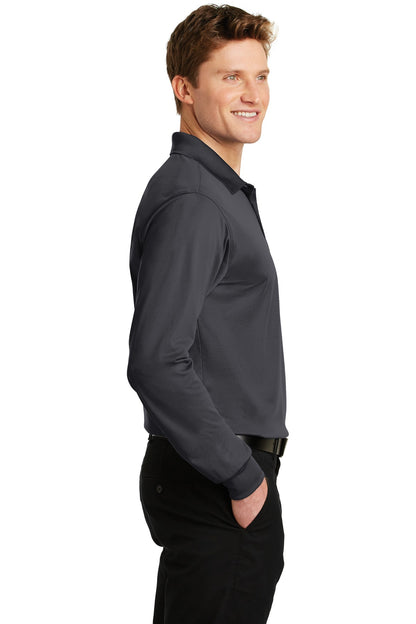 Iron Grey Sport-Tek Long Sleeve Micropique Sport-Wick Polo. ST657