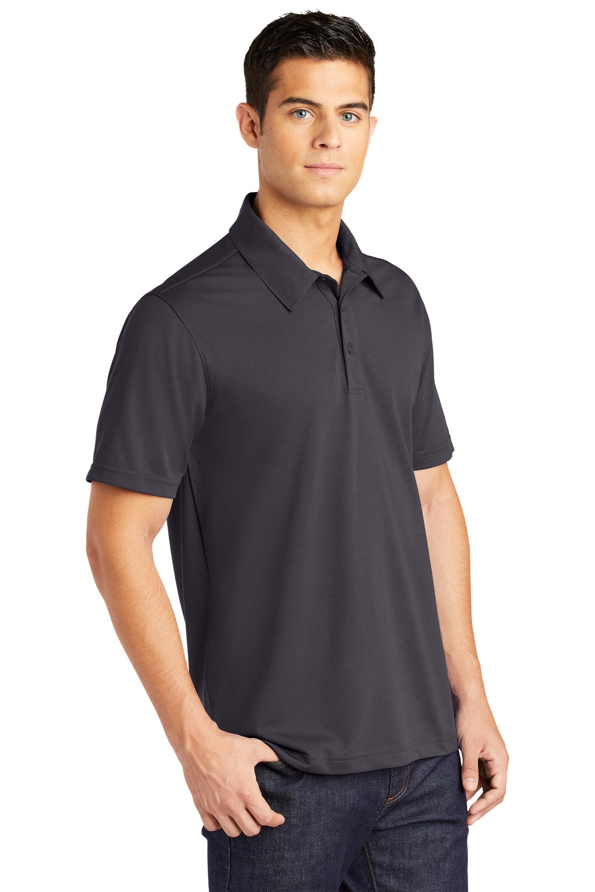 Iron Grey Sport-Tek PosiCharge Active Textured Polo. ST690