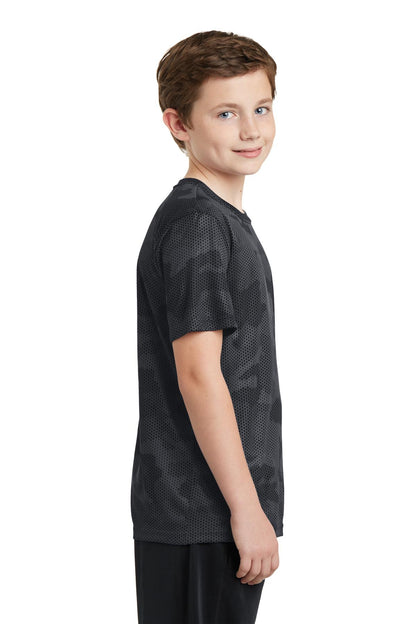 Iron Grey Sport-Tek Youth CamoHex Tee. YST370