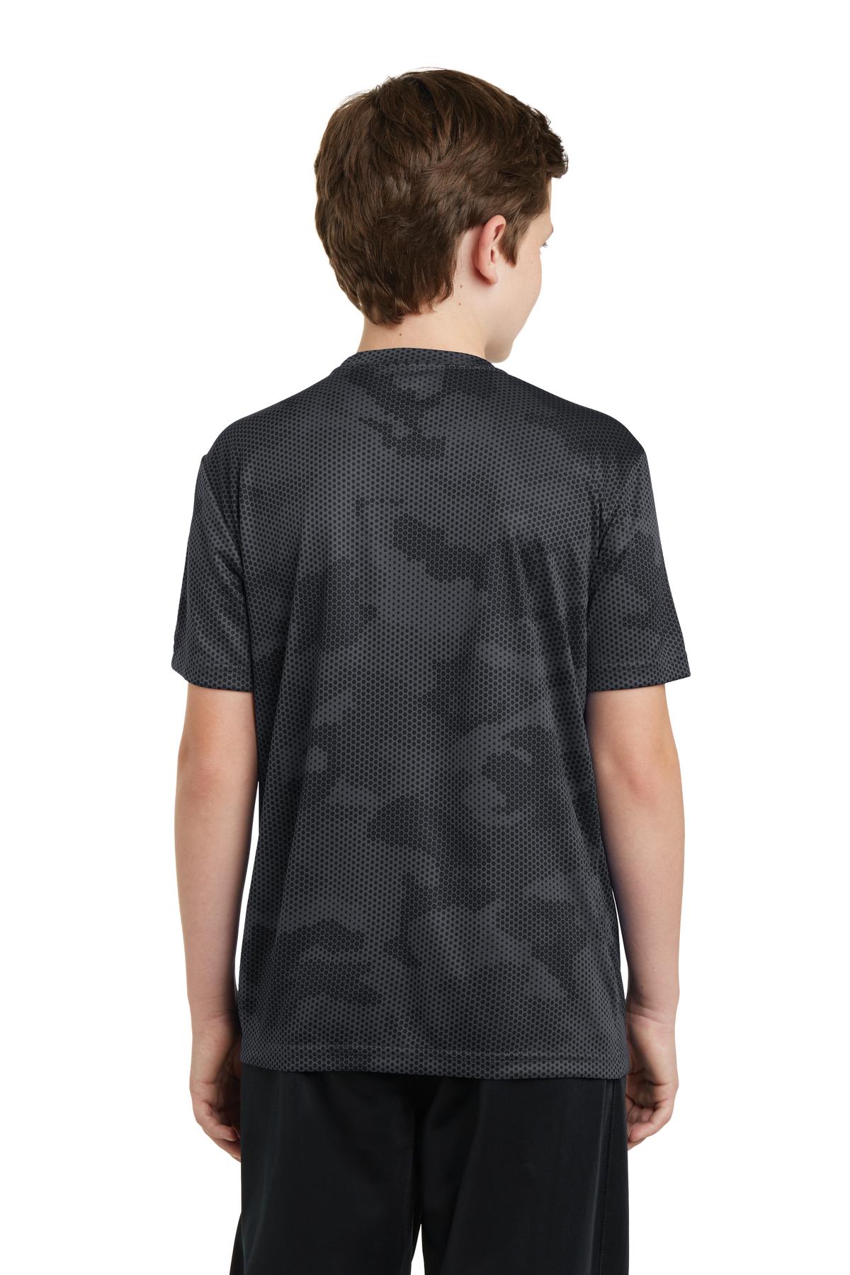 Iron Grey Sport-Tek Youth CamoHex Tee. YST370