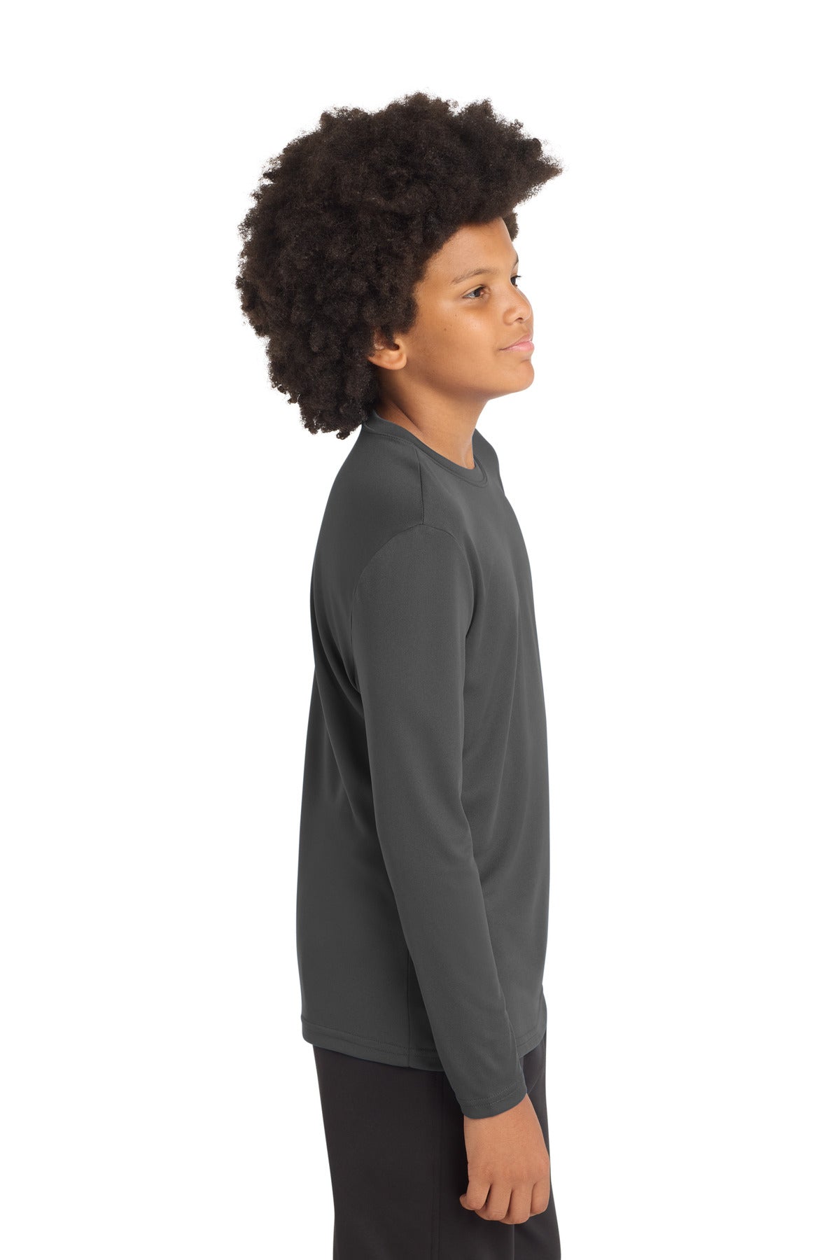 Iron Grey Sport-Tek Youth Long Sleeve PosiCharge Competitor Tee. YST350LS