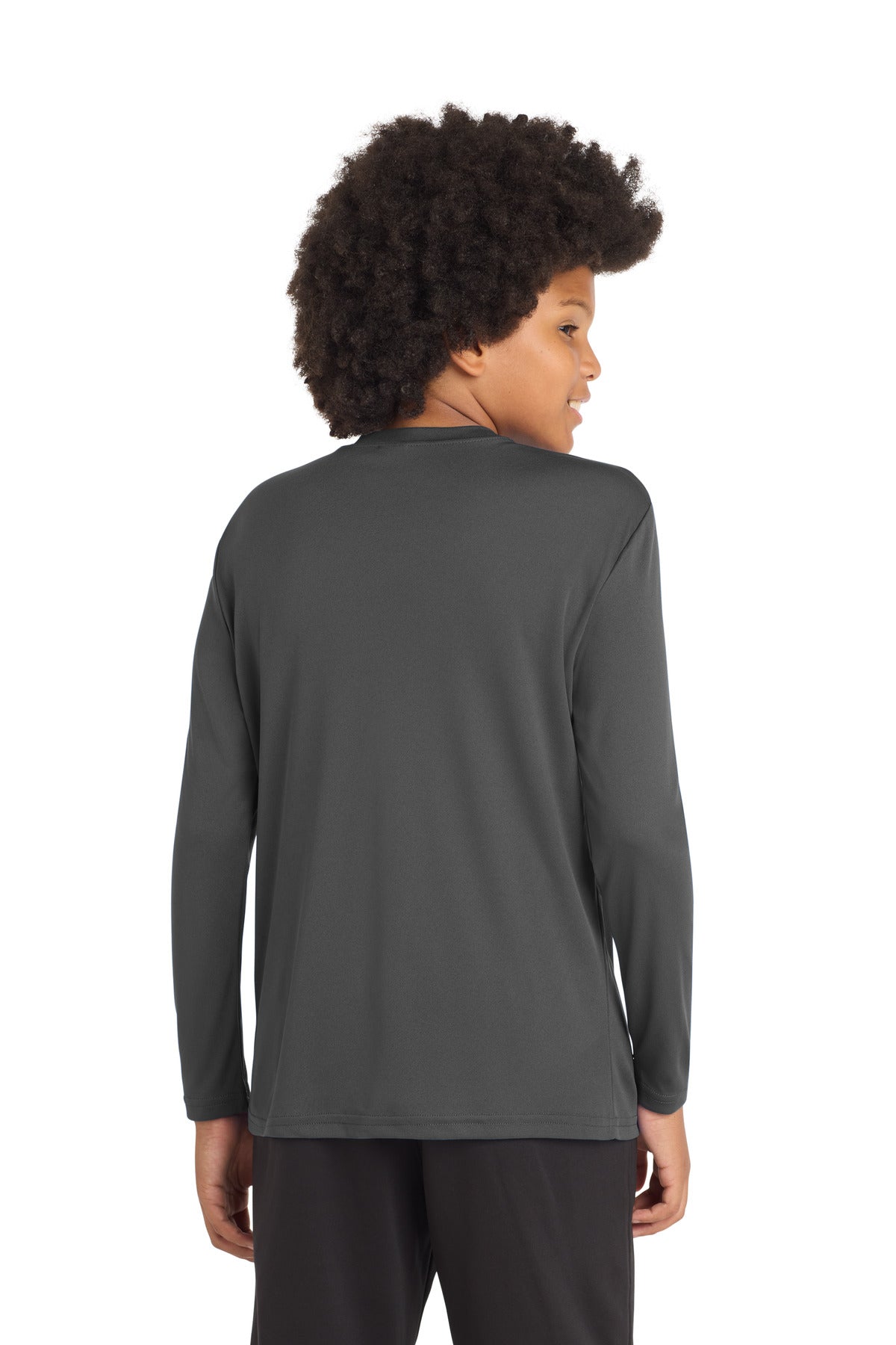 Iron Grey Sport-Tek Youth Long Sleeve PosiCharge Competitor Tee. YST350LS