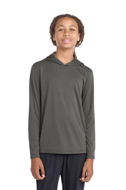 Iron Grey Sport-Tek Youth PosiCharge Competitor Hooded Pullover. YST358