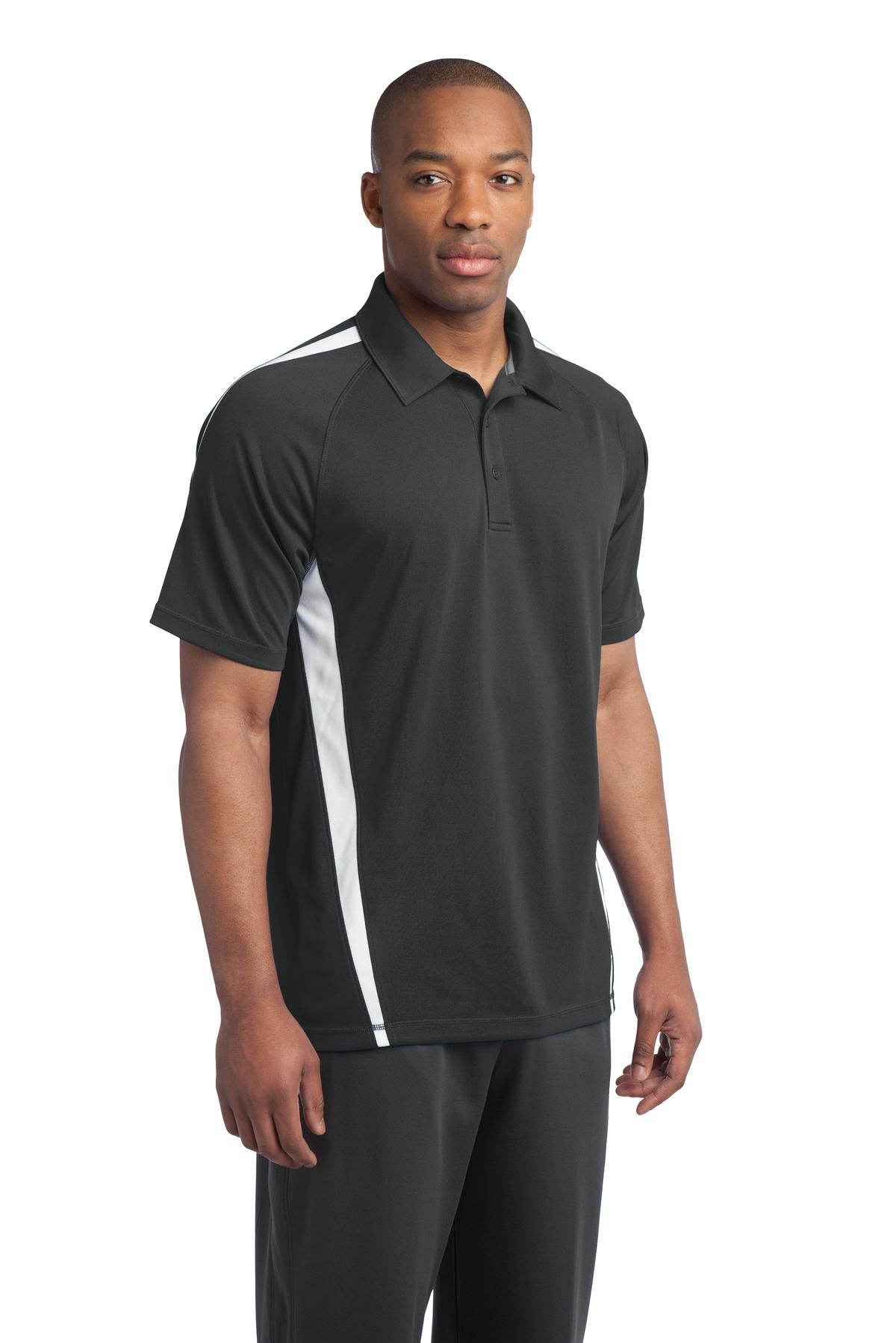 Iron Grey/Wht Sport-Tek PosiCharge Micro-Mesh Colorblock Polo. ST685