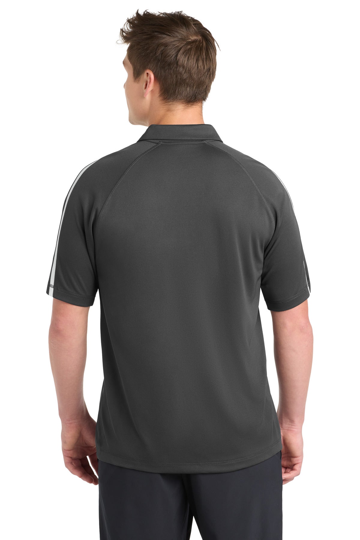 Iron Grey/Wht Sport-Tek PosiCharge Micro-Mesh Colorblock Polo. ST685