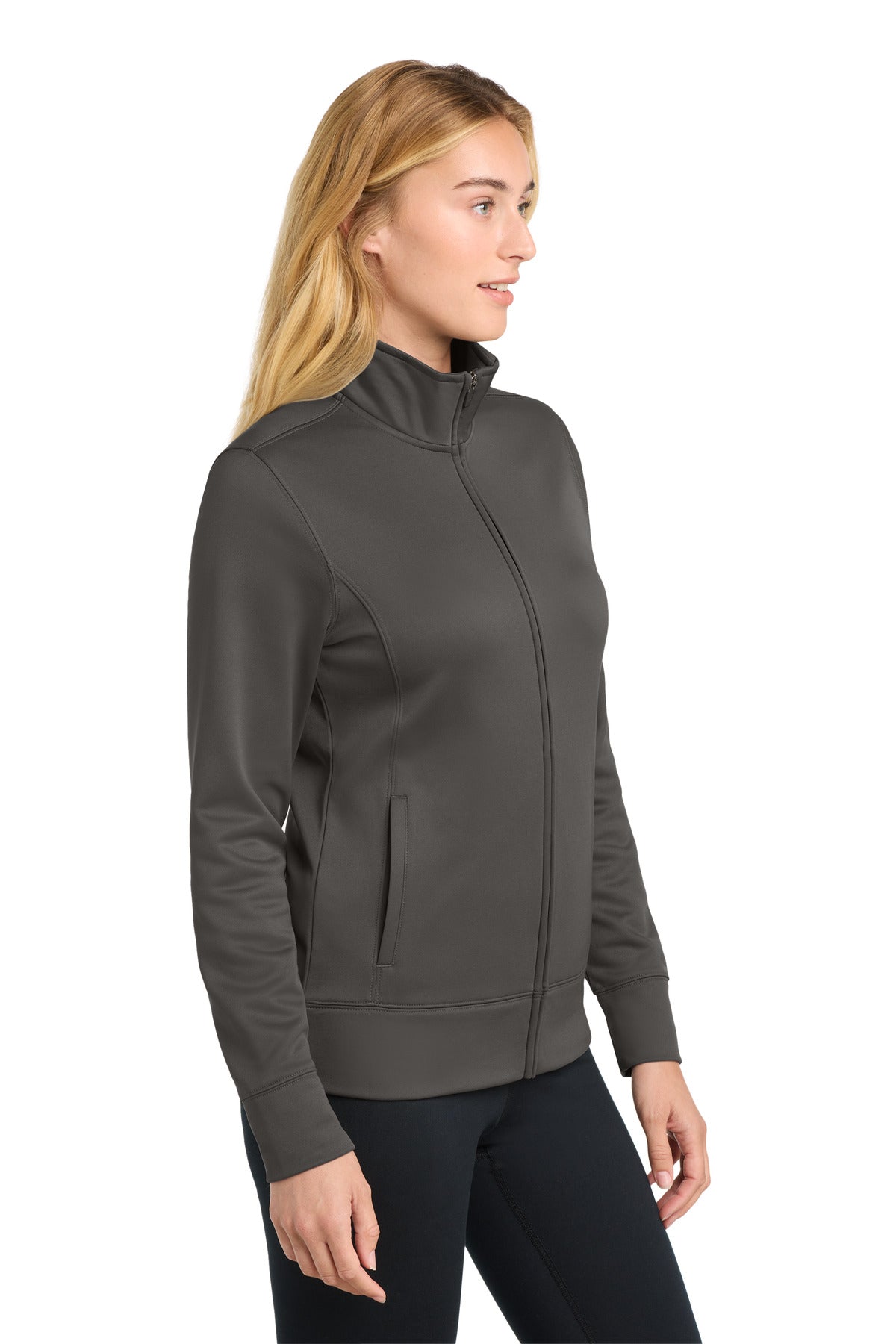 IronGrey Sport-Tek Women's Sport-Wick Fleece Full-Zip Jacket. LST241