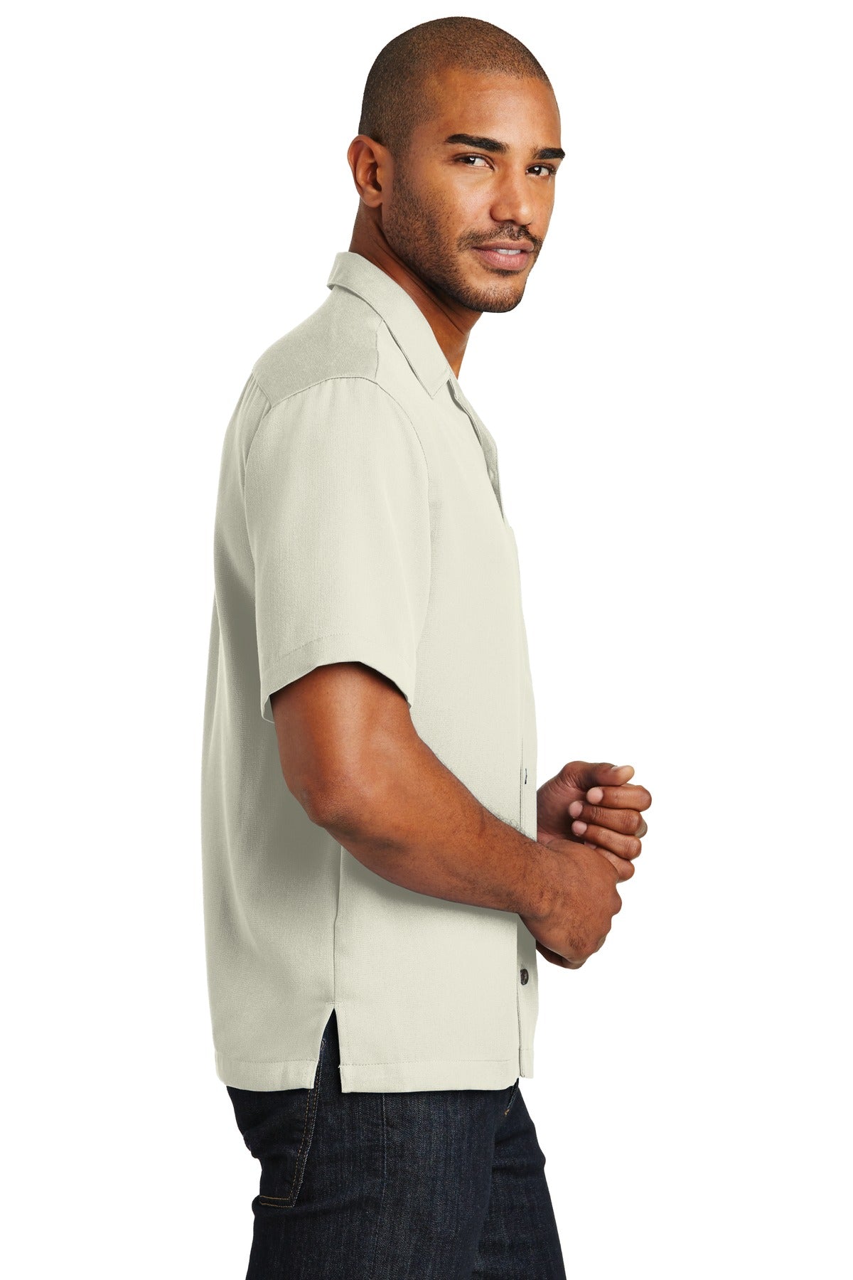 Ivory Port Authority Easy Care Camp Shirt. S535
