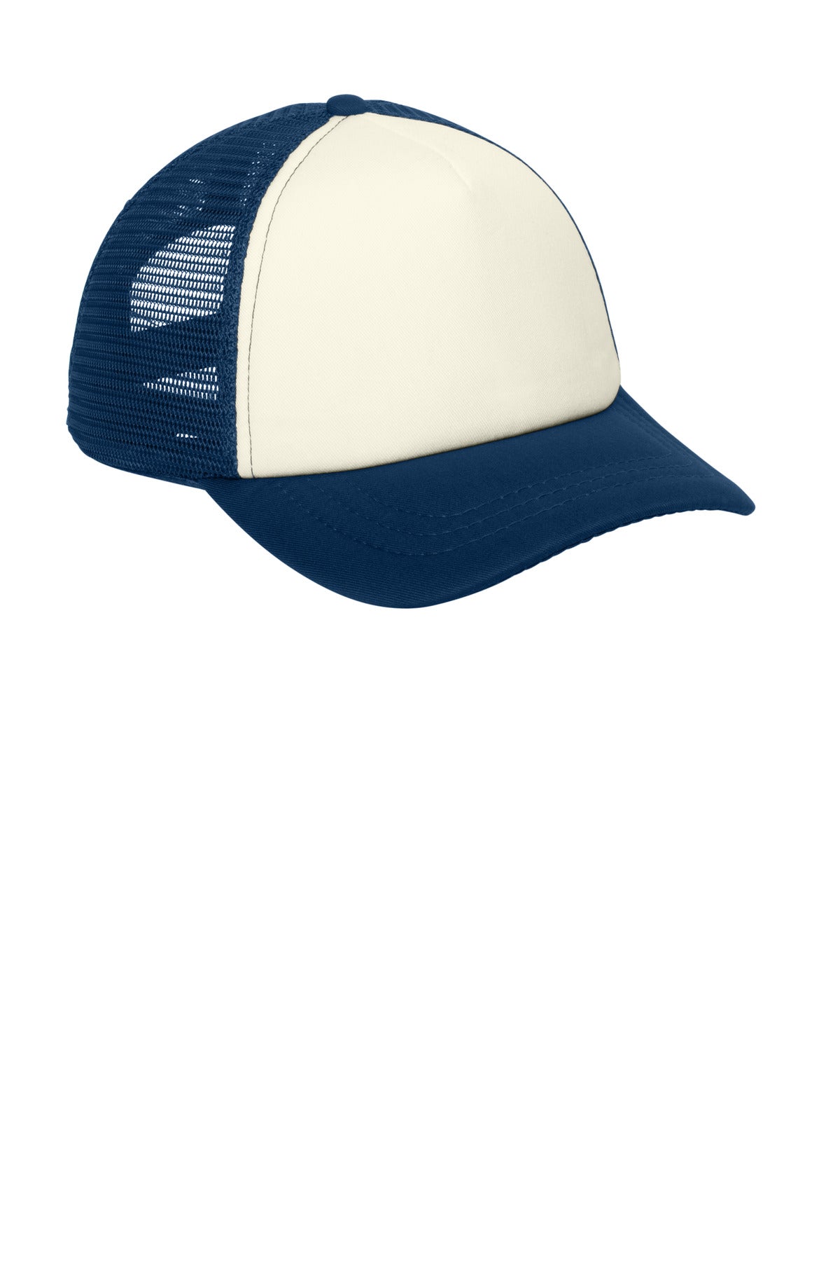 Ivory/Navy Port Authority 5-Panel Twill Foam Trucker Cap. C936