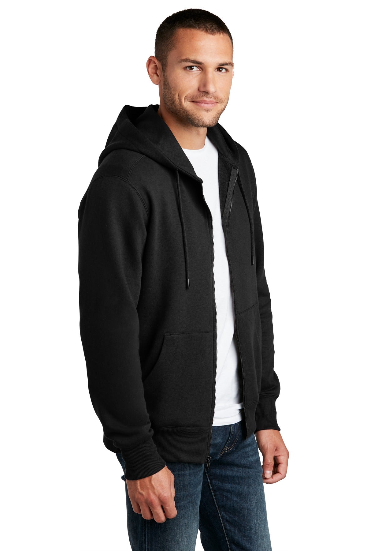 Jet Black District Perfect Weight Fleece Full-Zip Hoodie DT1103