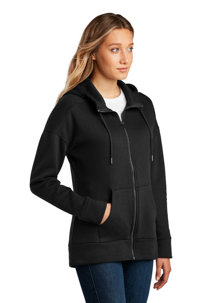Jet Black District Women's Perfect Weight Fleece Drop Shoulder Full-Zip Hoodie DT1104