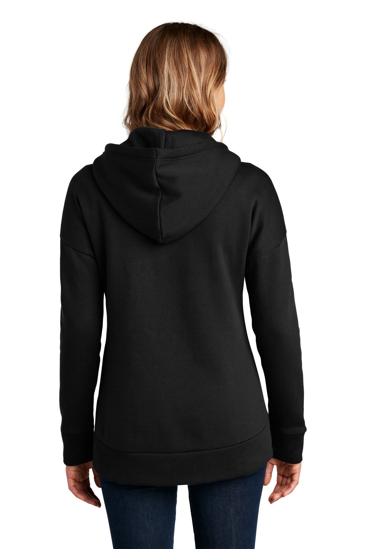 Jet Black District Women's Perfect Weight Fleece Drop Shoulder Full-Zip Hoodie DT1104