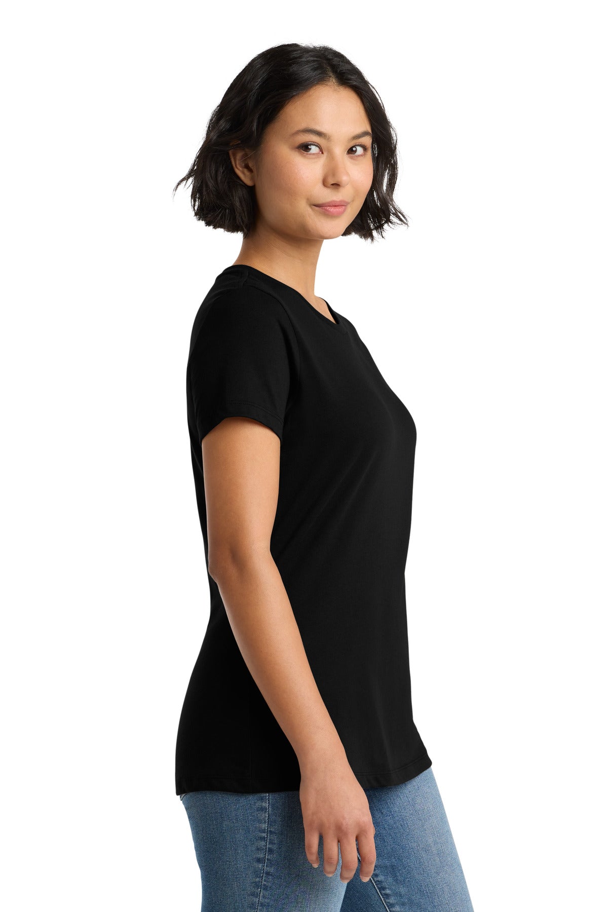 Jet Black District Women's Perfect Weight Tee. DM104L