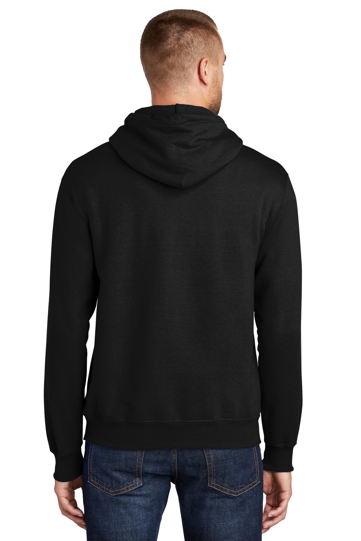 Jet Black Port & Company Tall Essential Fleece Pullover Hooded Sweatshirt. PC90HT