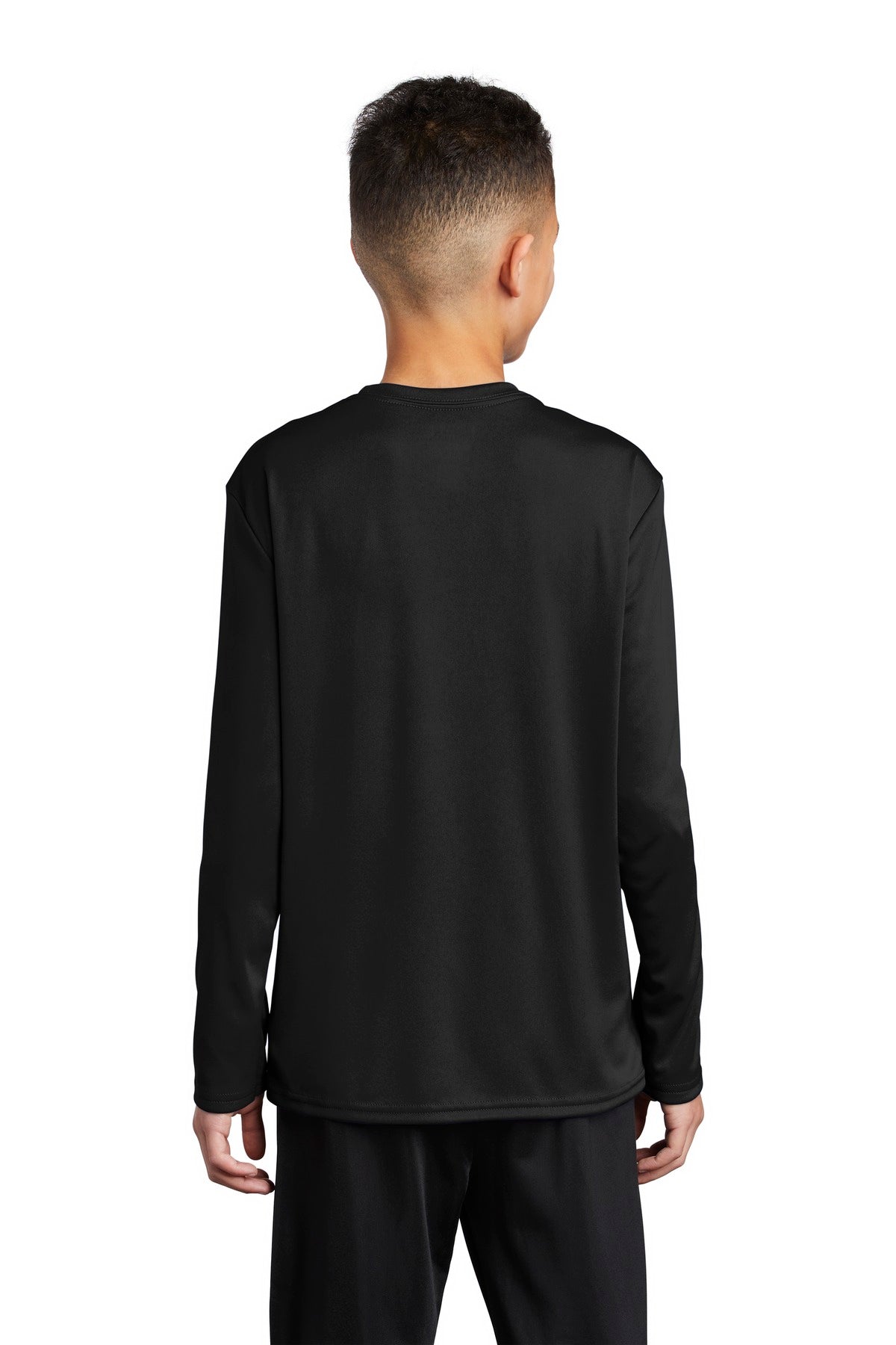 Jet Black Port & Company Youth Long Sleeve Performance Tee PC380YLS