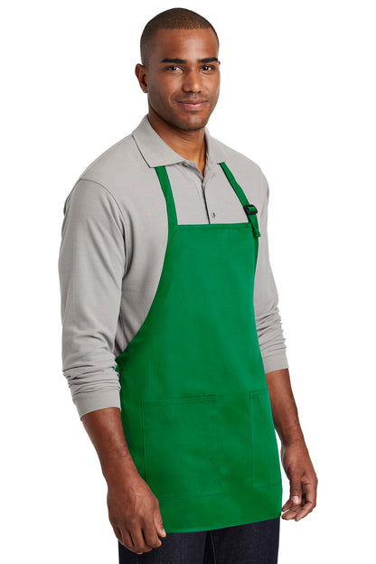 Kelly Green Port Authority Medium-Length Two-Pocket Bib Apron. A601