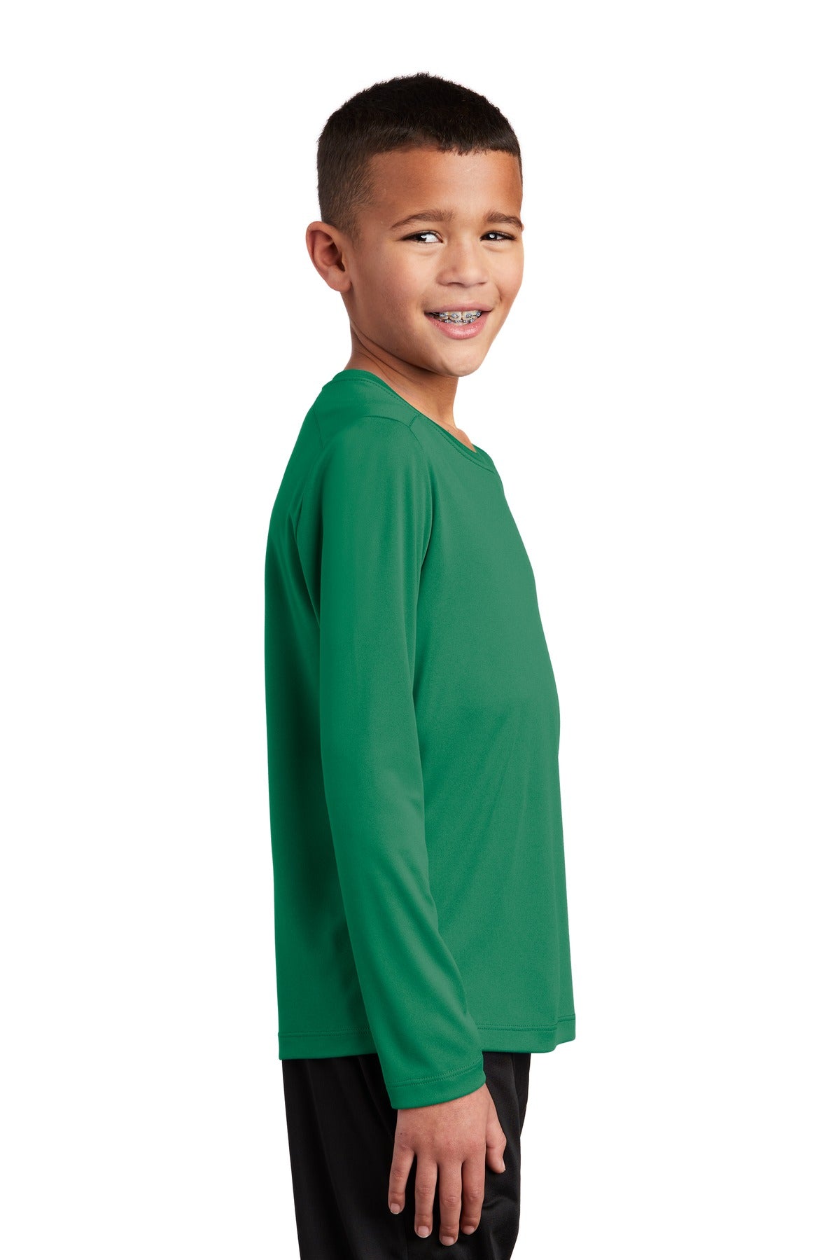 Kelly Green Sport-Tek Youth Posi-UV Pro Long Sleeve Tee. YST420LS