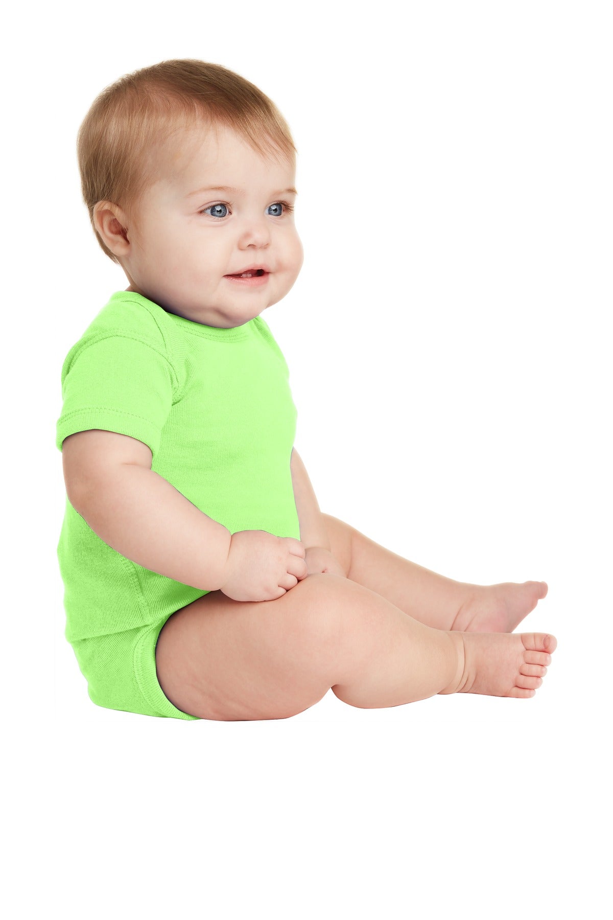 Key Lime Rabbit Skins Infant Short Sleeve Baby Rib Bodysuit. RS4400