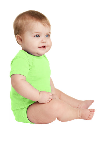 Key Lime Rabbit Skins Infant Short Sleeve Baby Rib Bodysuit. RS4400