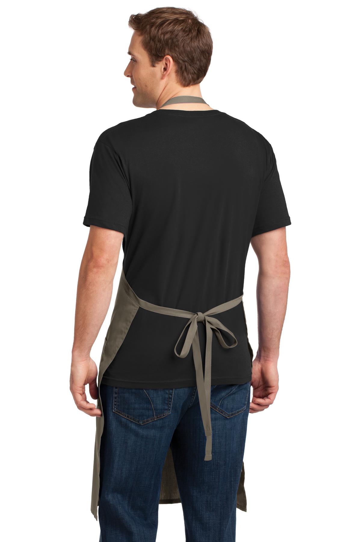 Khaki Port Authority Easy Care Extra Long Bib Apron with Stain Release. A700