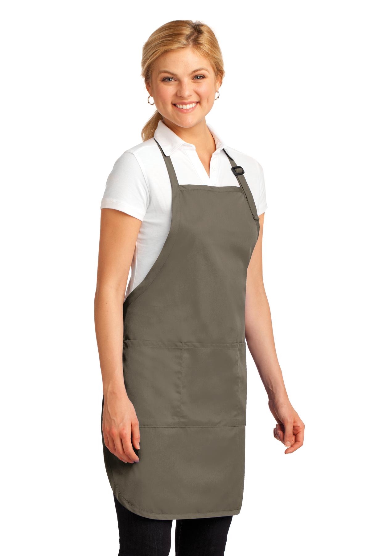 Khaki Port Authority Easy Care Full-Length Apron with Stain Release. A703