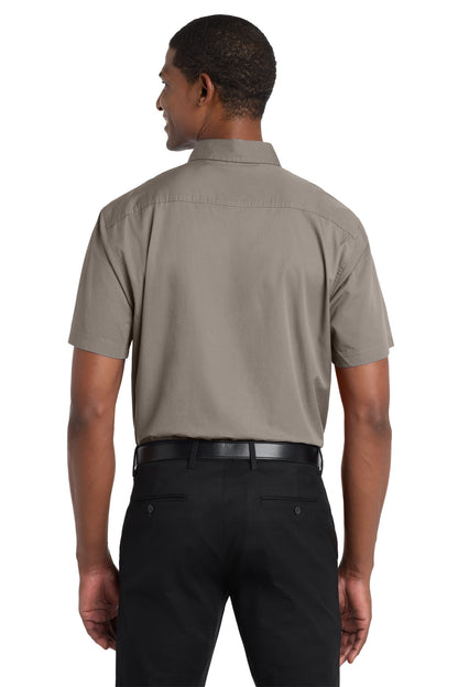 Khaki Port Authority Short Sleeve Twill Shirt. S500T