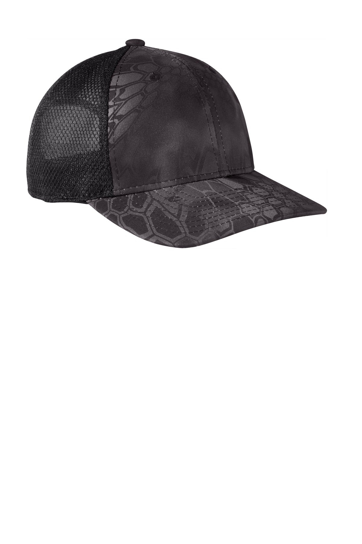 Krypt Typh/Blk Port Authority Performance Camouflage Mesh Back Snapback Cap C892