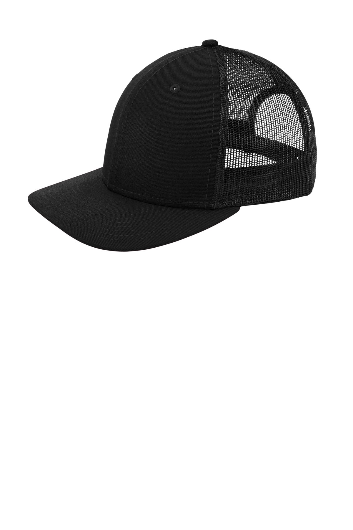 Left View of Black New Era Snapback Low Profile Trucker Cap NE207