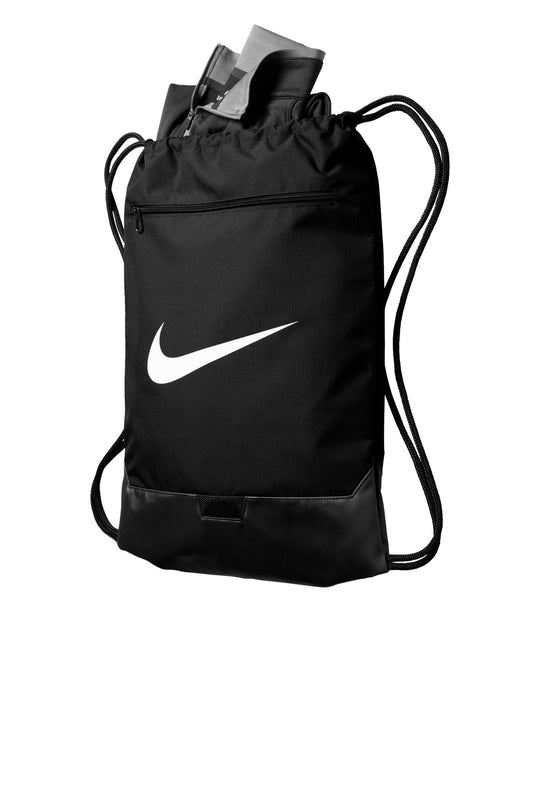 Left View of Black Nike Brasilia Drawstring Pack NKDM3978