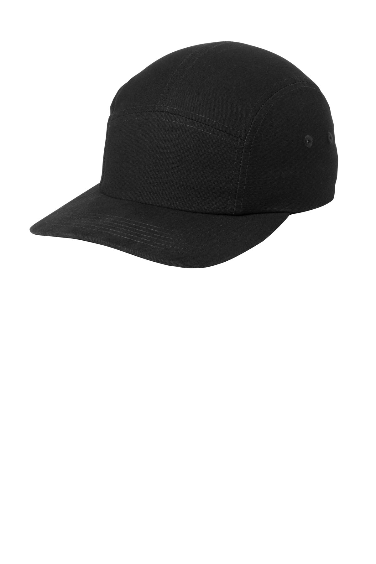 Left View of Black Port Authority Brushed Cotton Camper Cap C970