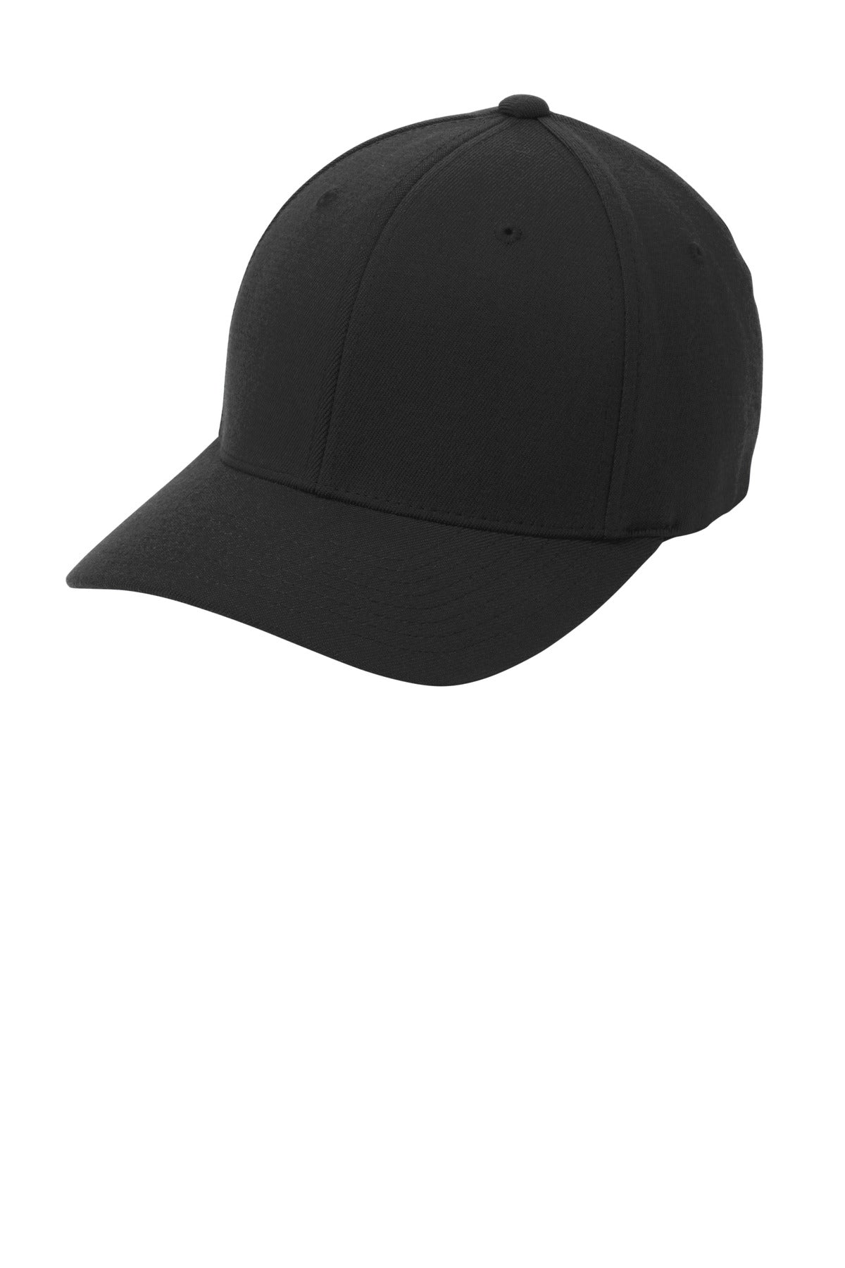 Left View of Black Port Authority Flexfit Wool Blend Cap. C928