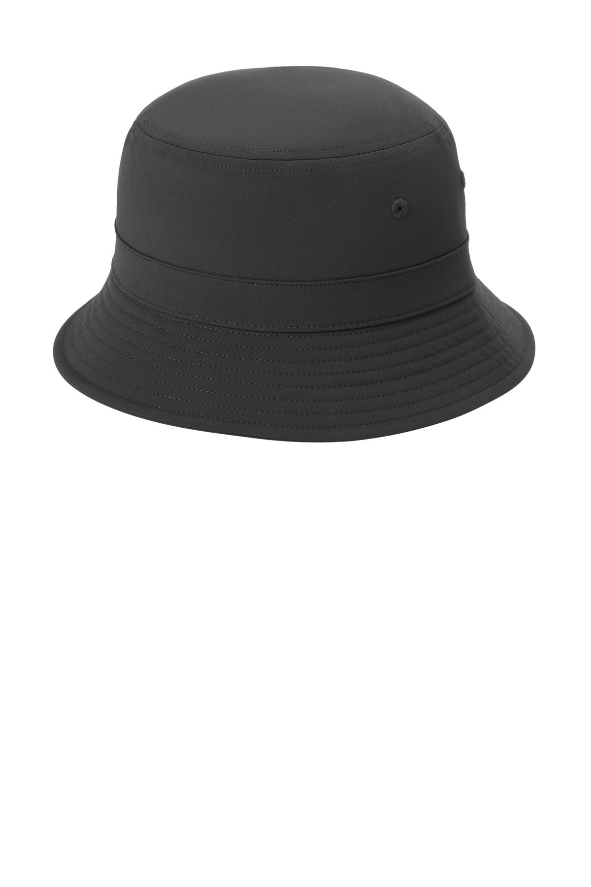 Left View of Black Port Authority Poly Bucket Hat C980