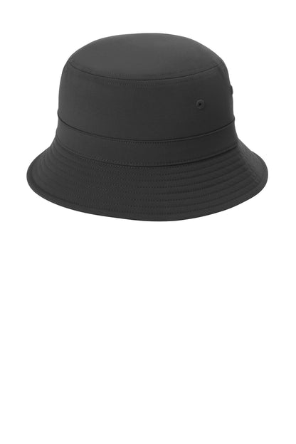 Left View of Black Port Authority Poly Bucket Hat C980