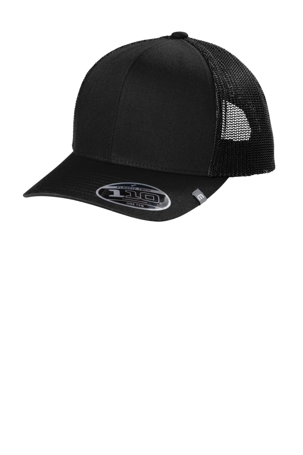 Left View of Black TravisMathew Cruz Trucker Cap. TM1MU423