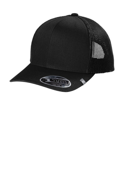 Left View of Black TravisMathew Cruz Trucker Cap. TM1MU423