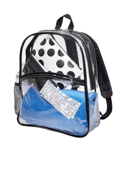 Left View of Clear/Black Port Authority Clear Backpack BG230