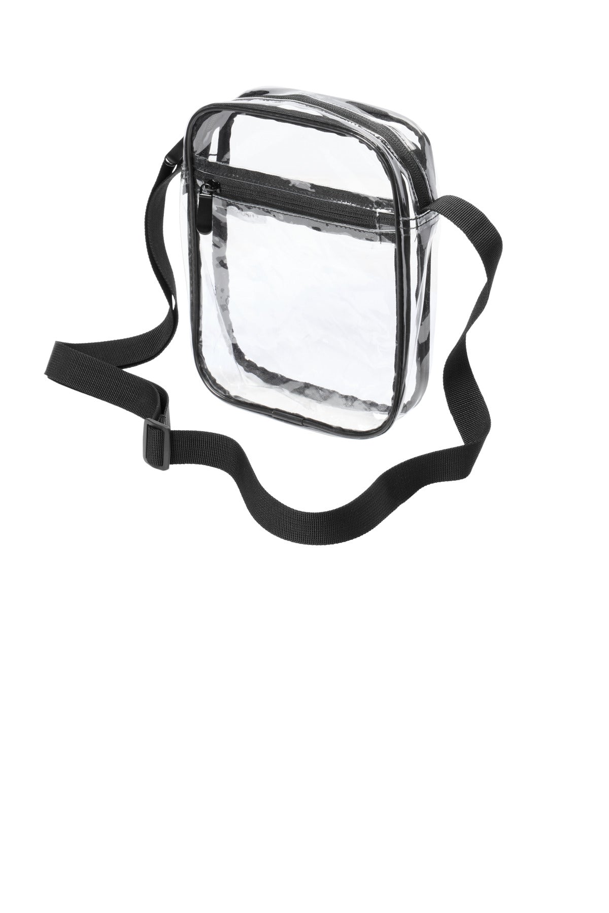 Left View of Clear/Blk Port Authority Clear Crossbody Bag BG931