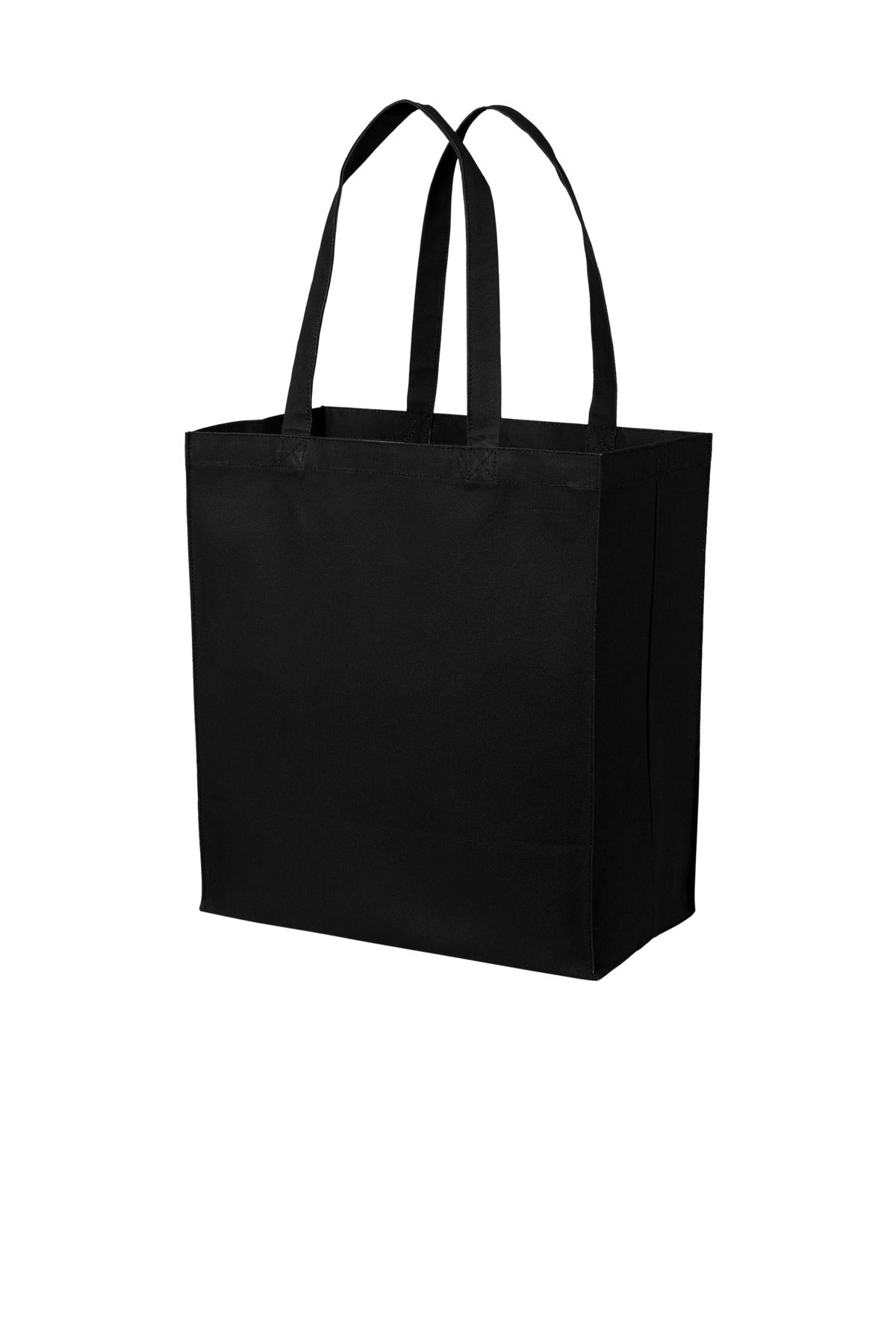 Left View of DeepBlack Port Authority Cotton Canvas Over-the-Shoulder Tote BG426