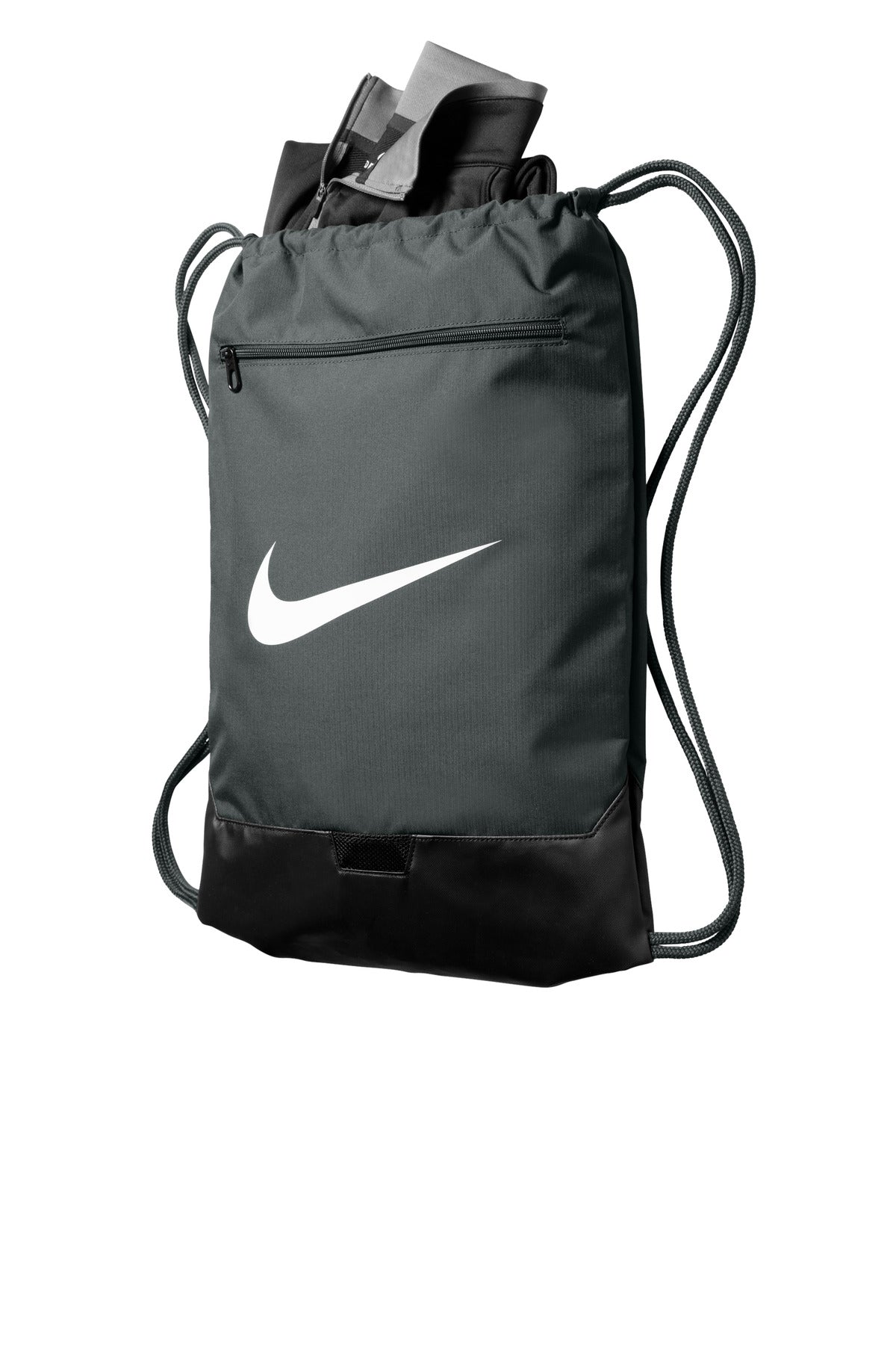 Left View of FlintGrey Nike Brasilia Drawstring Pack NKDM3978