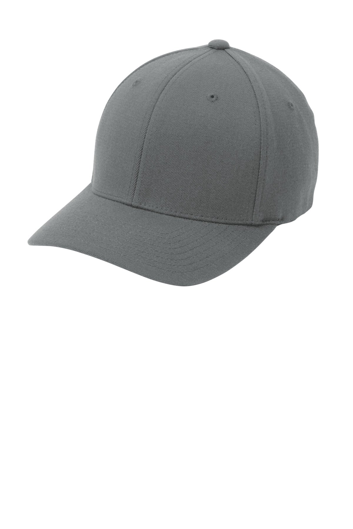 Left View of Grey Port Authority Flexfit Wool Blend Cap. C928