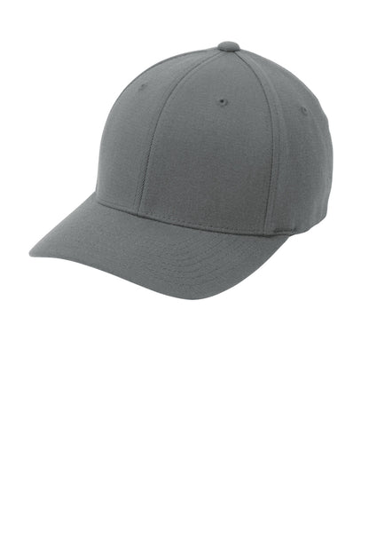 Left View of Grey Port Authority Flexfit Wool Blend Cap. C928