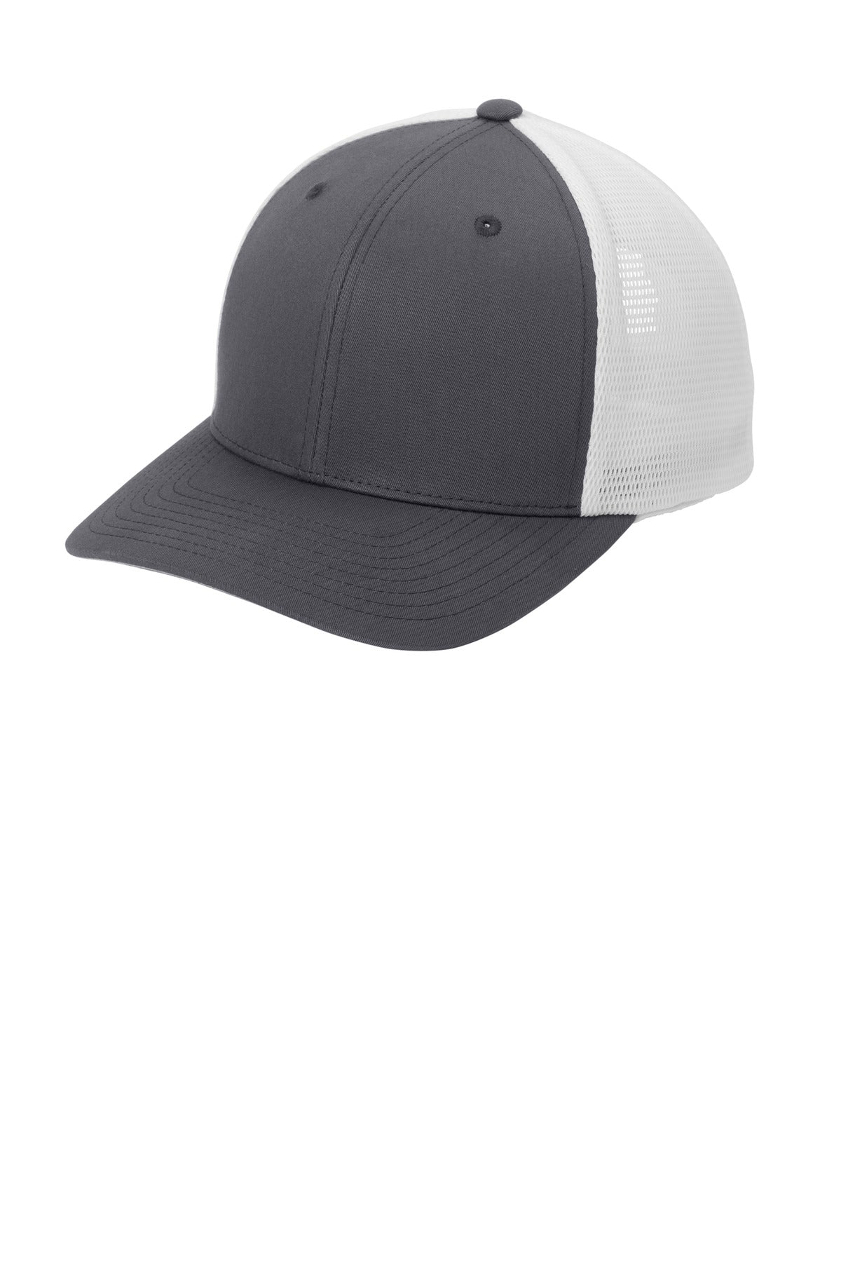 Left View of Grph/White Port Authority Flexfit 110 Mesh Cap C110