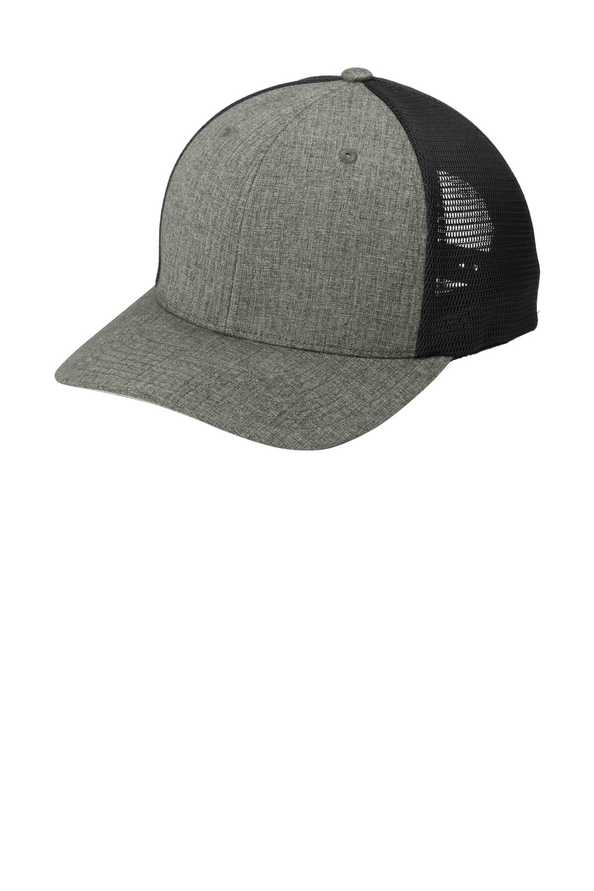 Left View of HtGrph/Blk Port Authority Flexfit 110 Mesh Cap C110